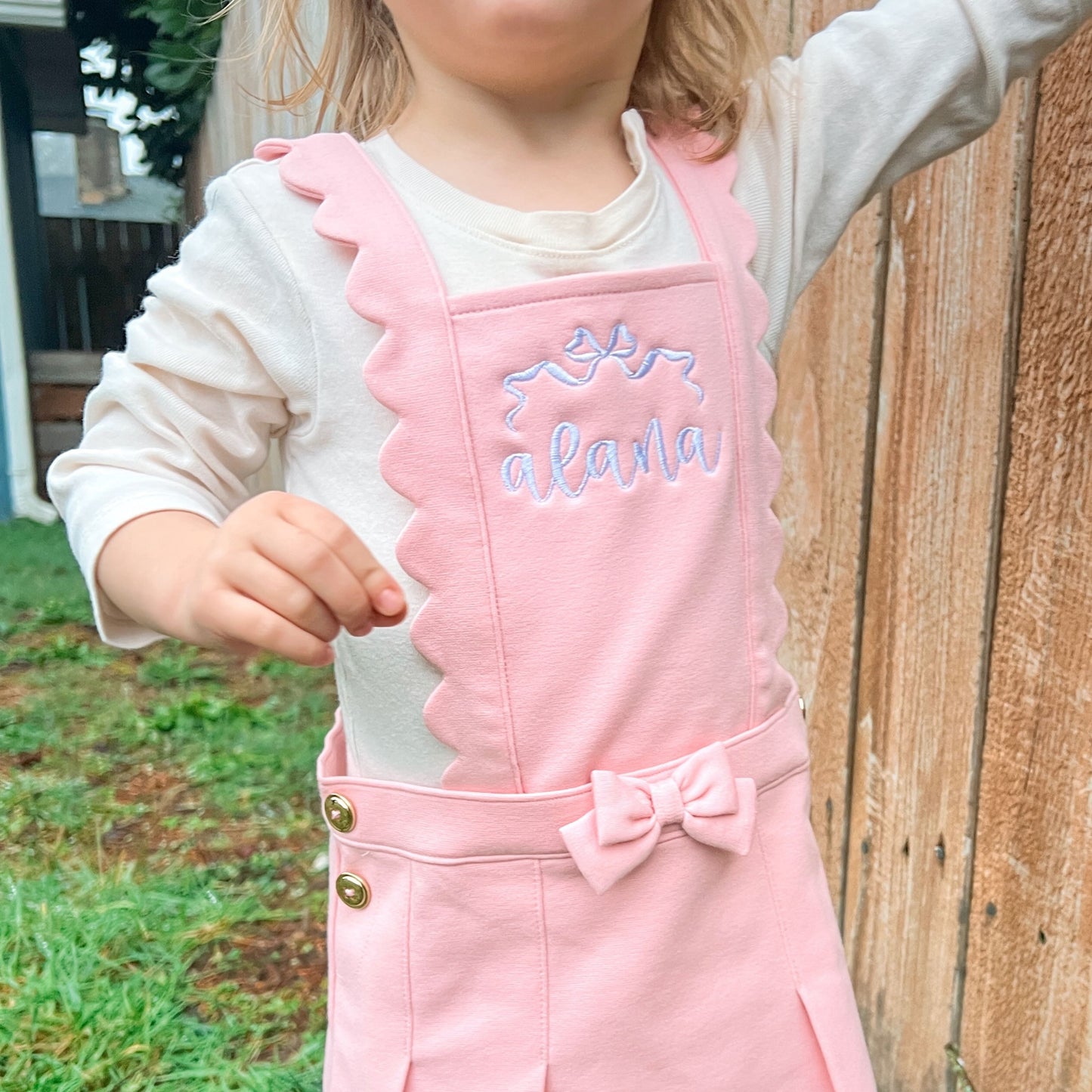 Personalized Toddler Name Overall Dress | Embroidered