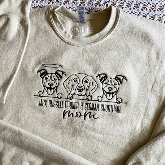 Personalized Three Dogs Mom Sweatshirt | Embroidered