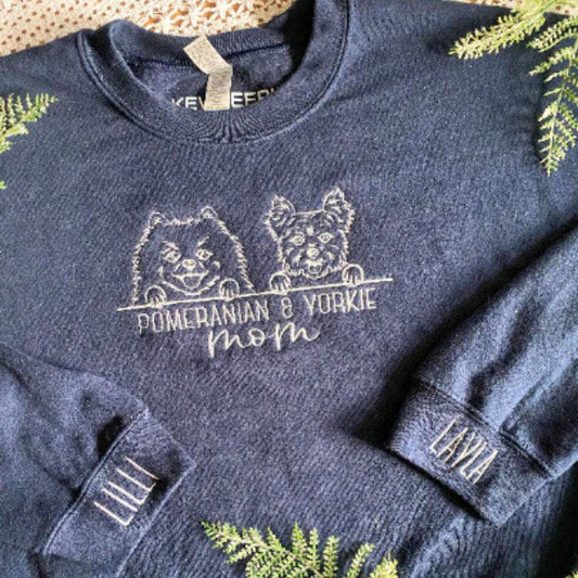 Personalized Two Dogs Mom Sweatshirt | Embroidered