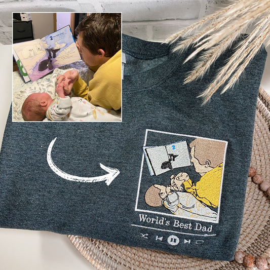 Custom Spotify Album Photo Drawing Chest | Embroidered Apparel