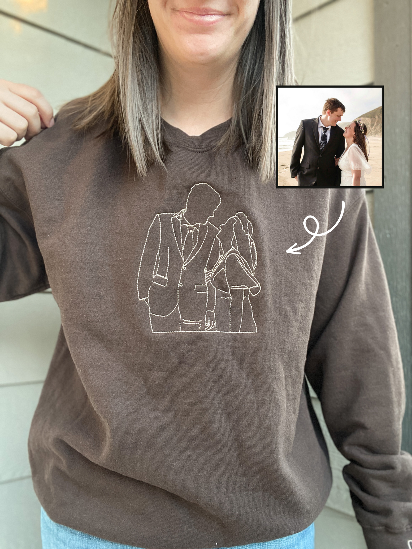 Custom Photo Outline Embroidered Sweatshirt | Embroidered Apparel