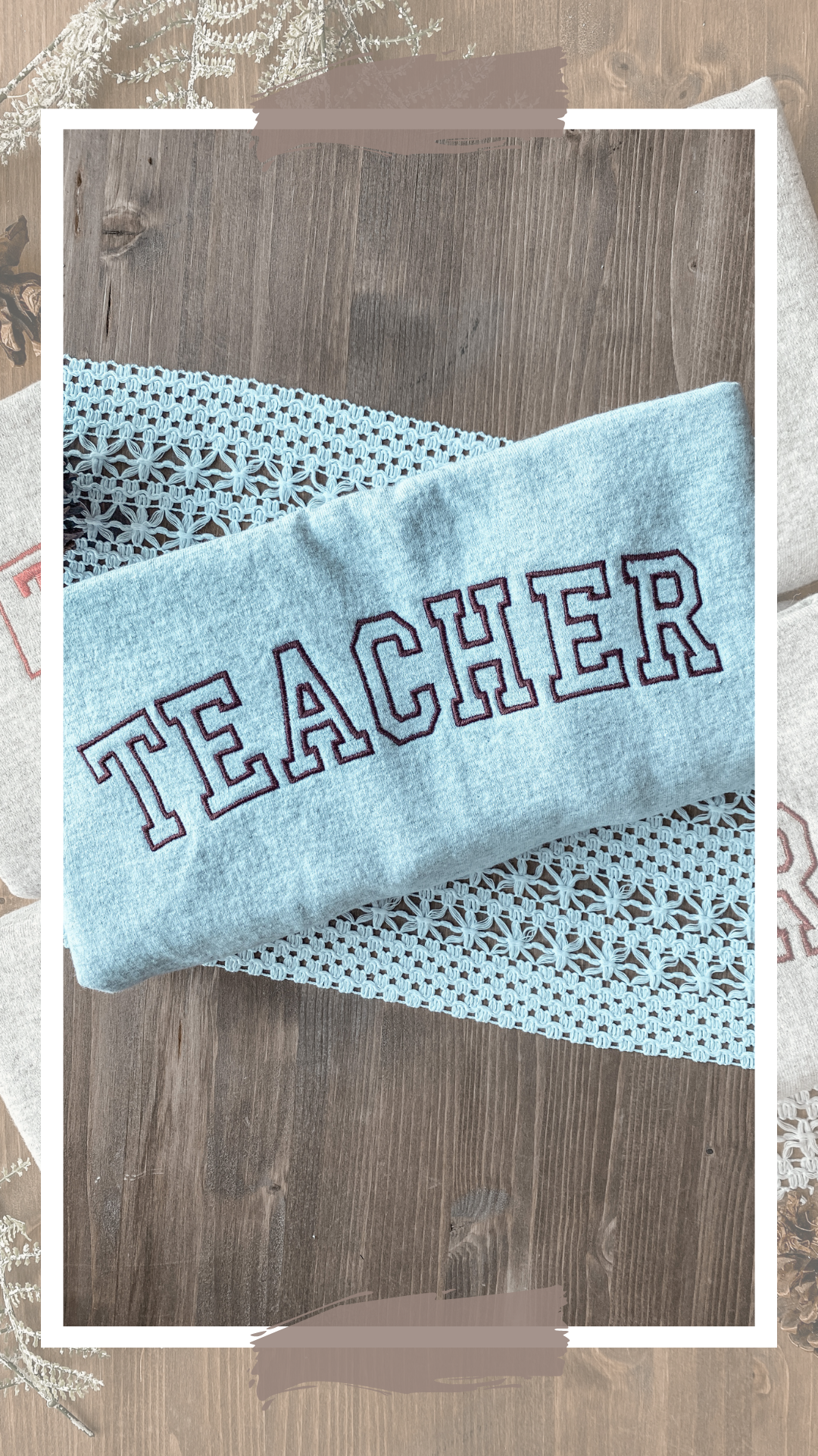 Teacher Outline Curved Block Sweatshirt | Embroidered Apparel