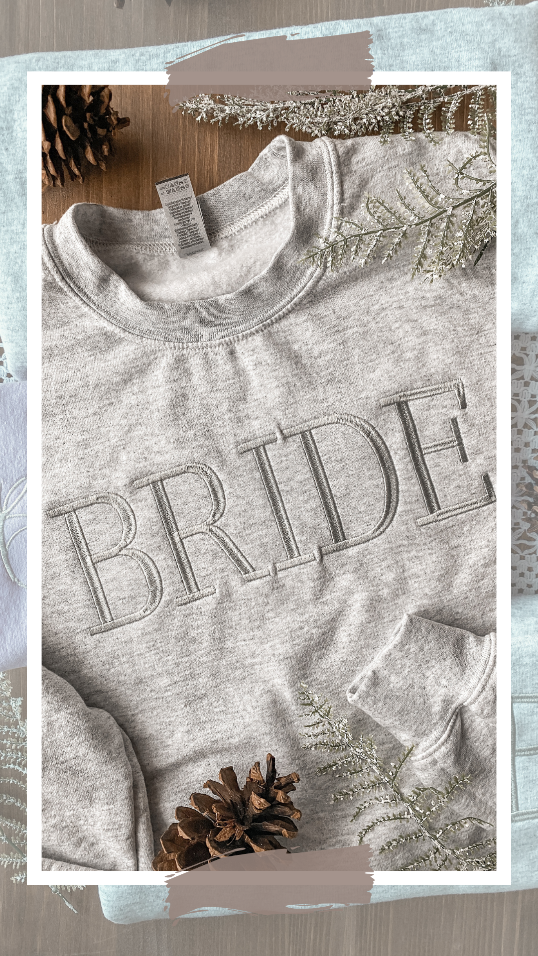 Bride Wedding Minimal Text Sweatshirt | Embroidered