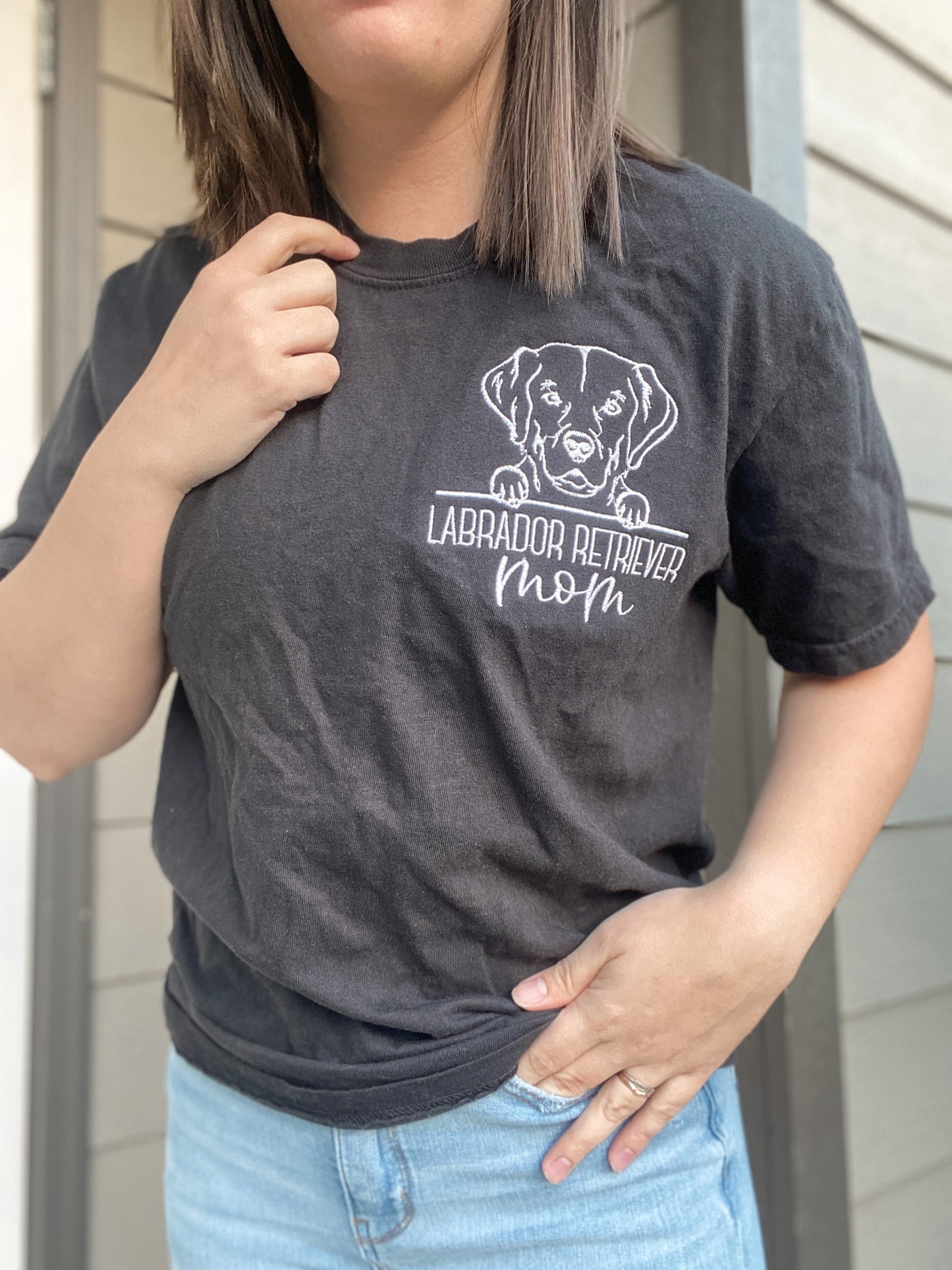 Dog Mom Personalized Embroidered Tee