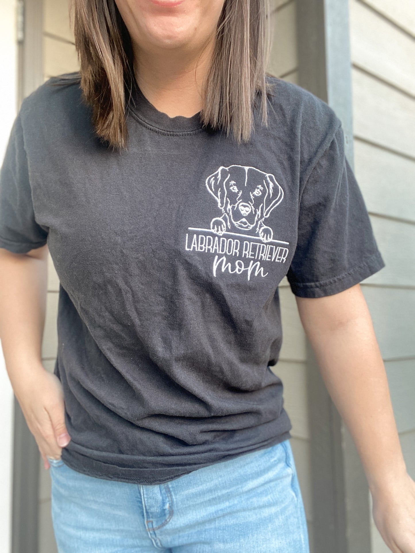 Dog Mom Personalized Embroidered Tee