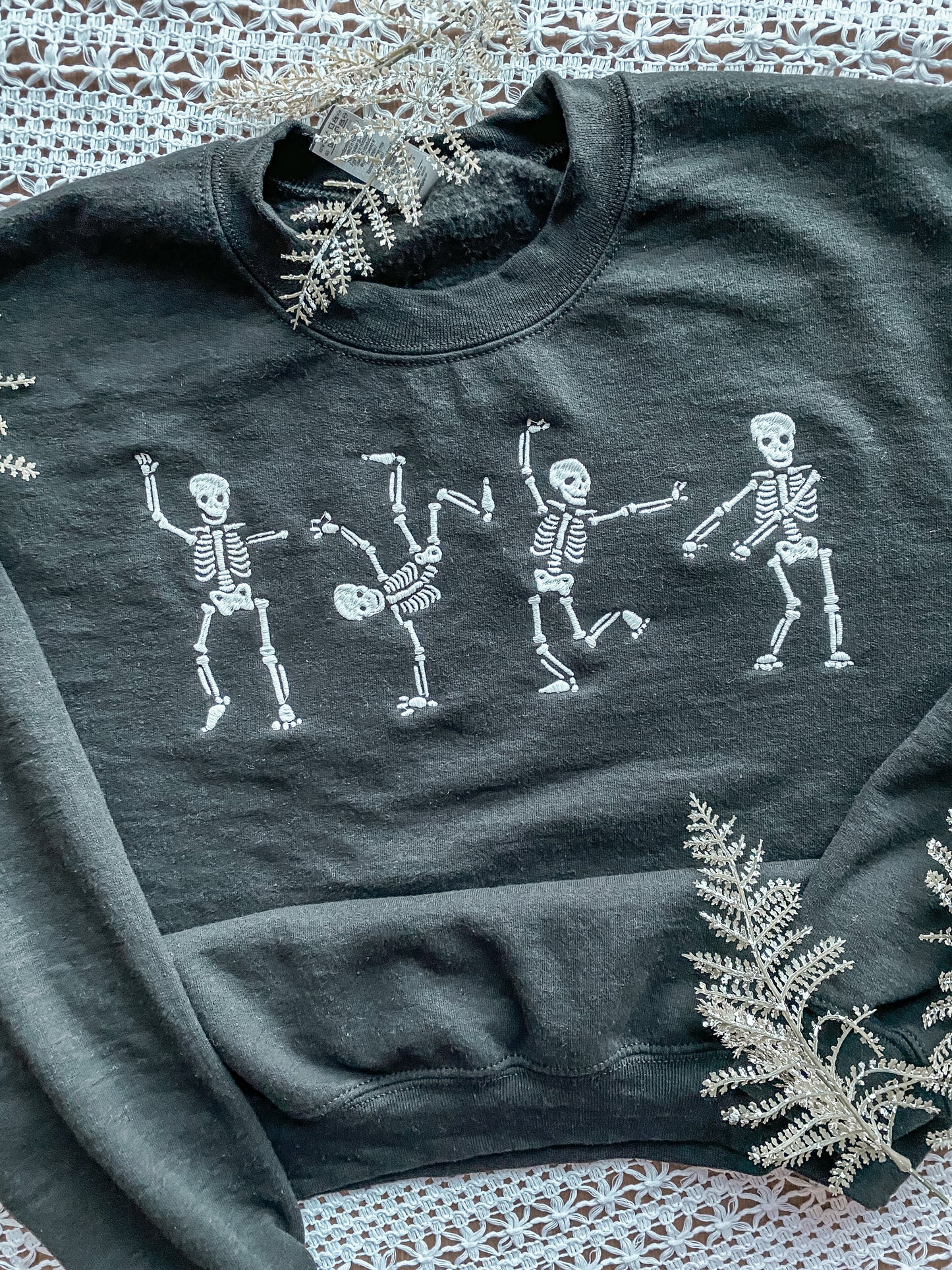 Dancing Skeletons Halloween Sweatshirt | Embroidered Apparel