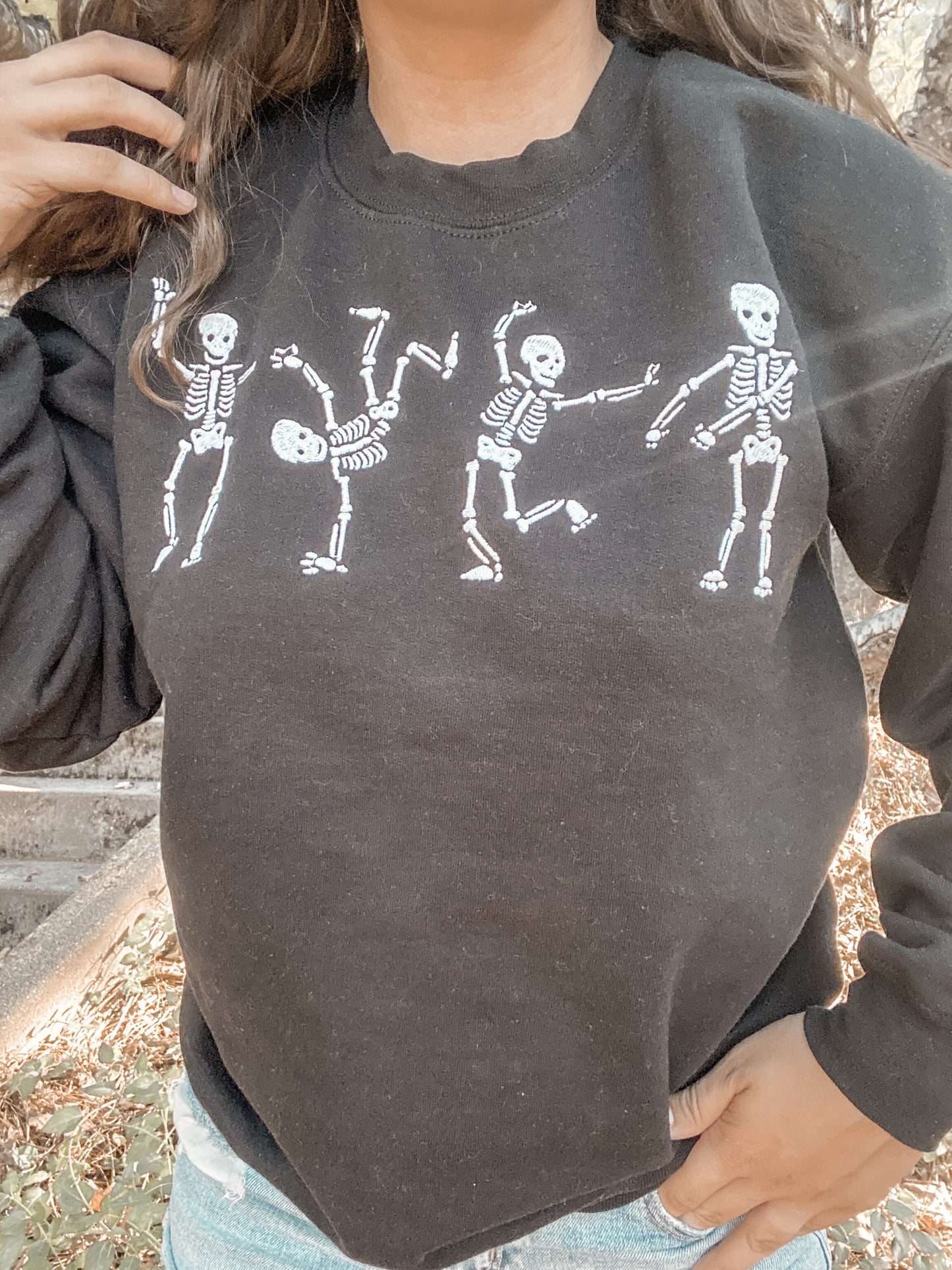 Dancing Skeletons Halloween Sweatshirt | Embroidered