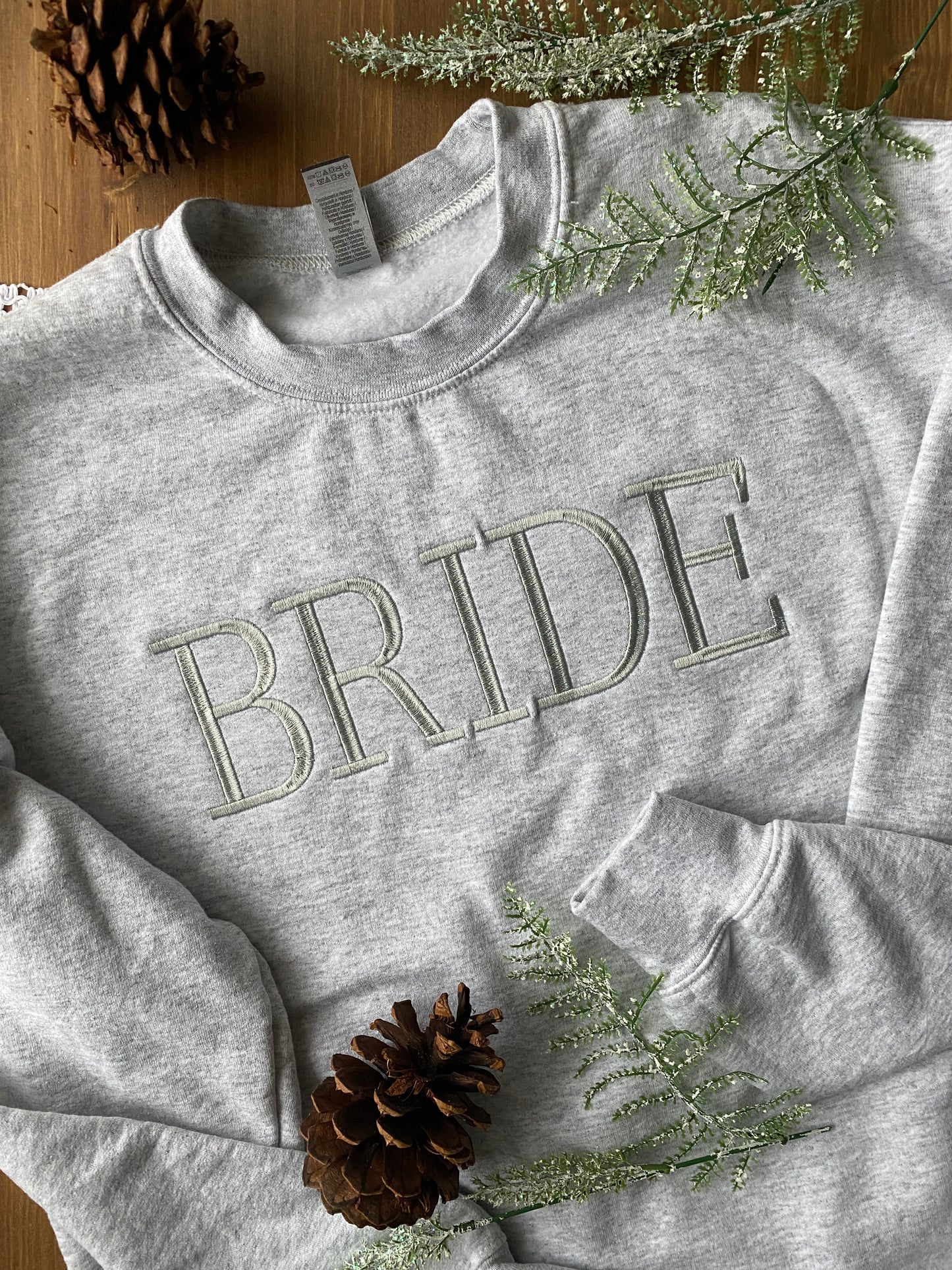 Bride Wedding Minimal Text Sweatshirt | Embroidered