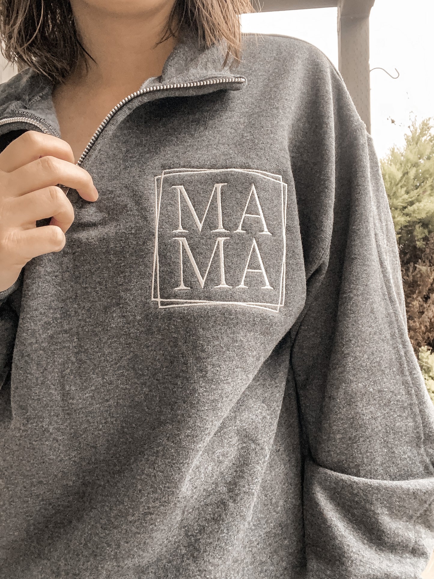 Mama Quarter Zip | Embroidered Apparel Sweatshirt