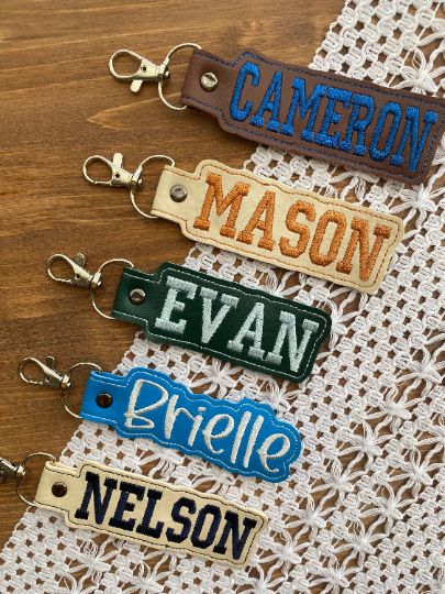 Embroidered Name Keychain Fob