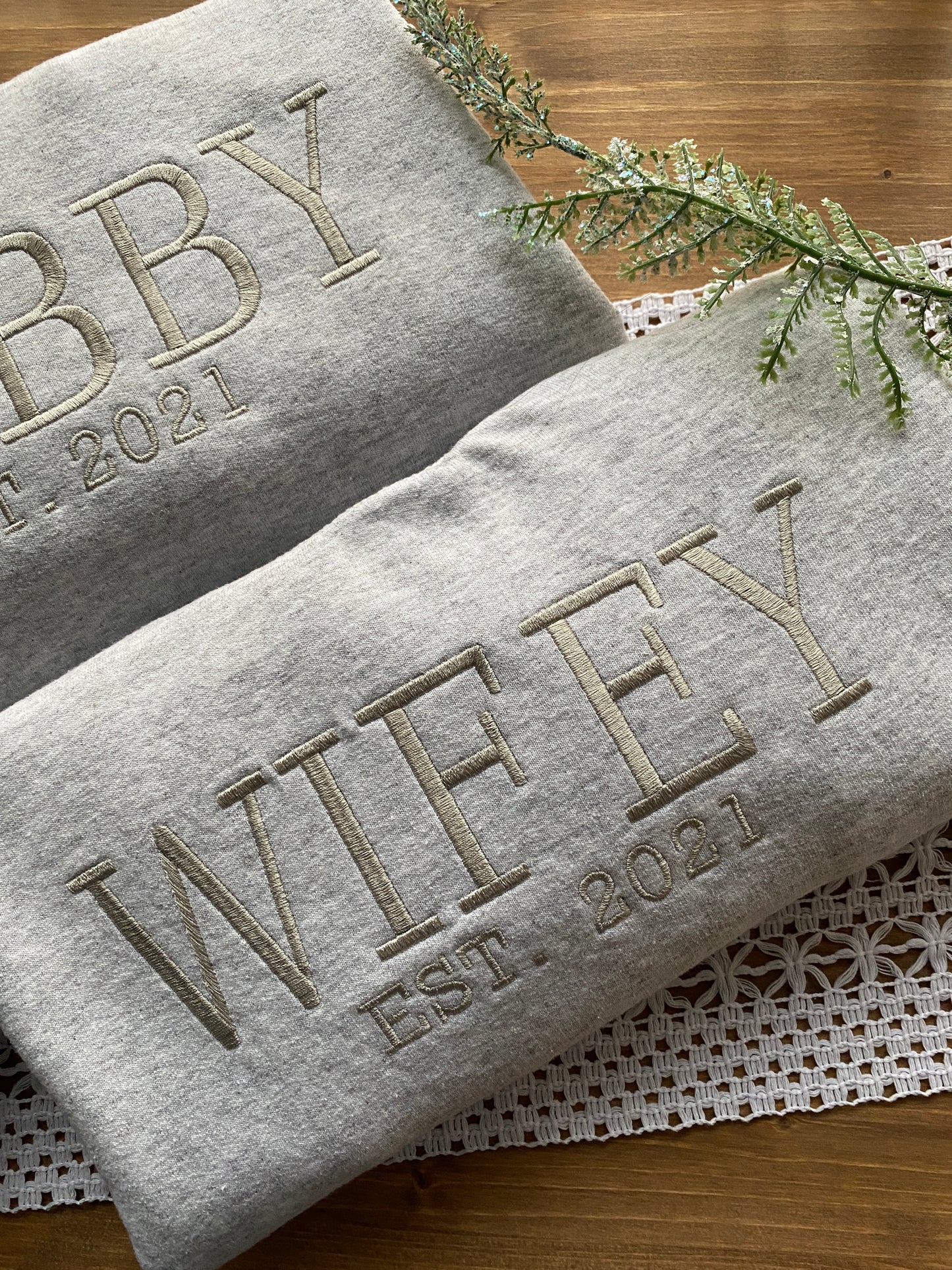 Wifey Established Year Custom Sweatshirt | Embroidered Apparel
